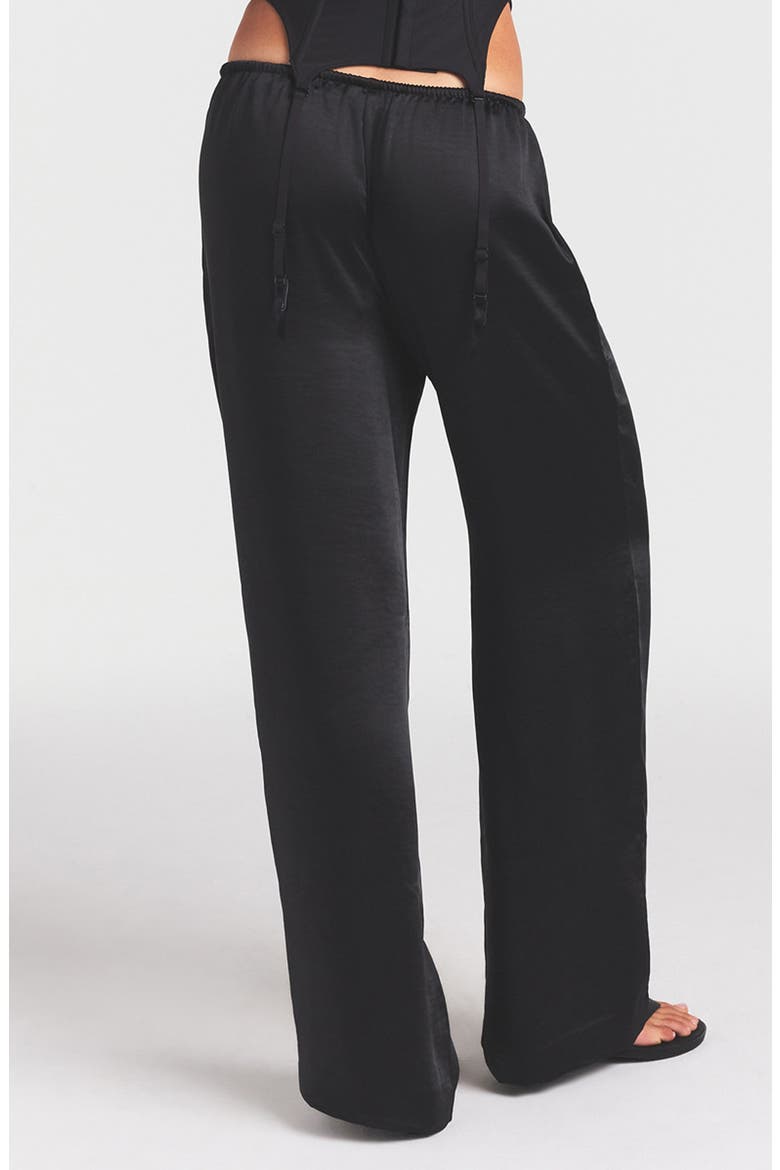 Lightweight Satin Straight Leg Pants, Alternate, color, OBSIDIAN