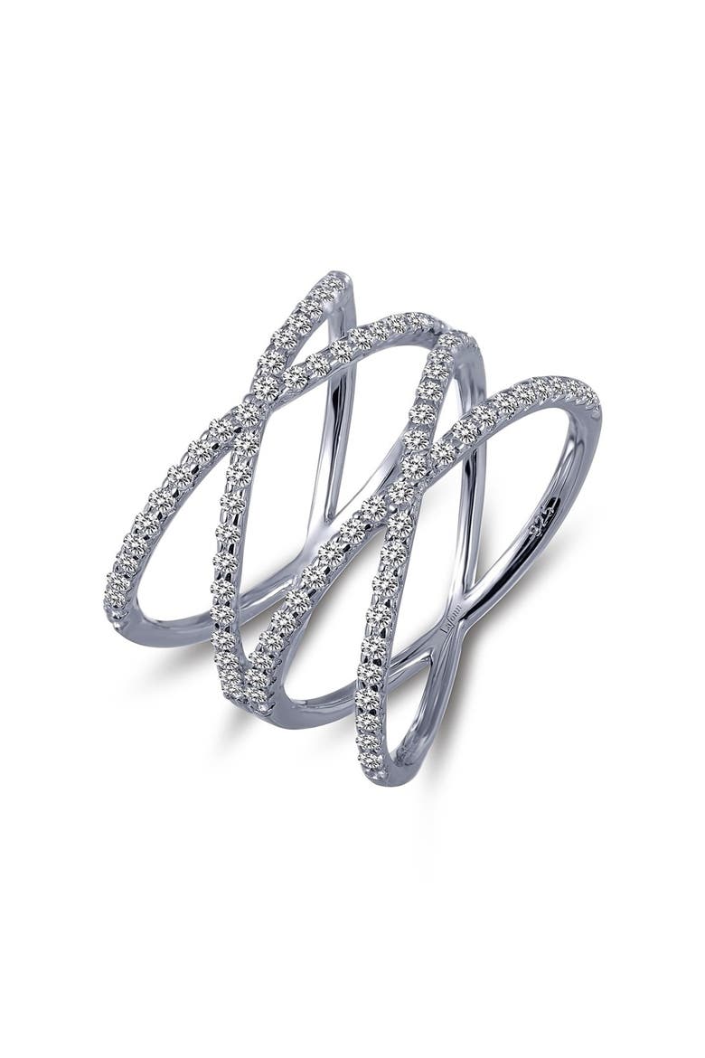 Double Crisscross Ring, Main, color, SILVER