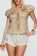 Princess Polly Rhubarb Gingham Lace-Trimmed Shorts