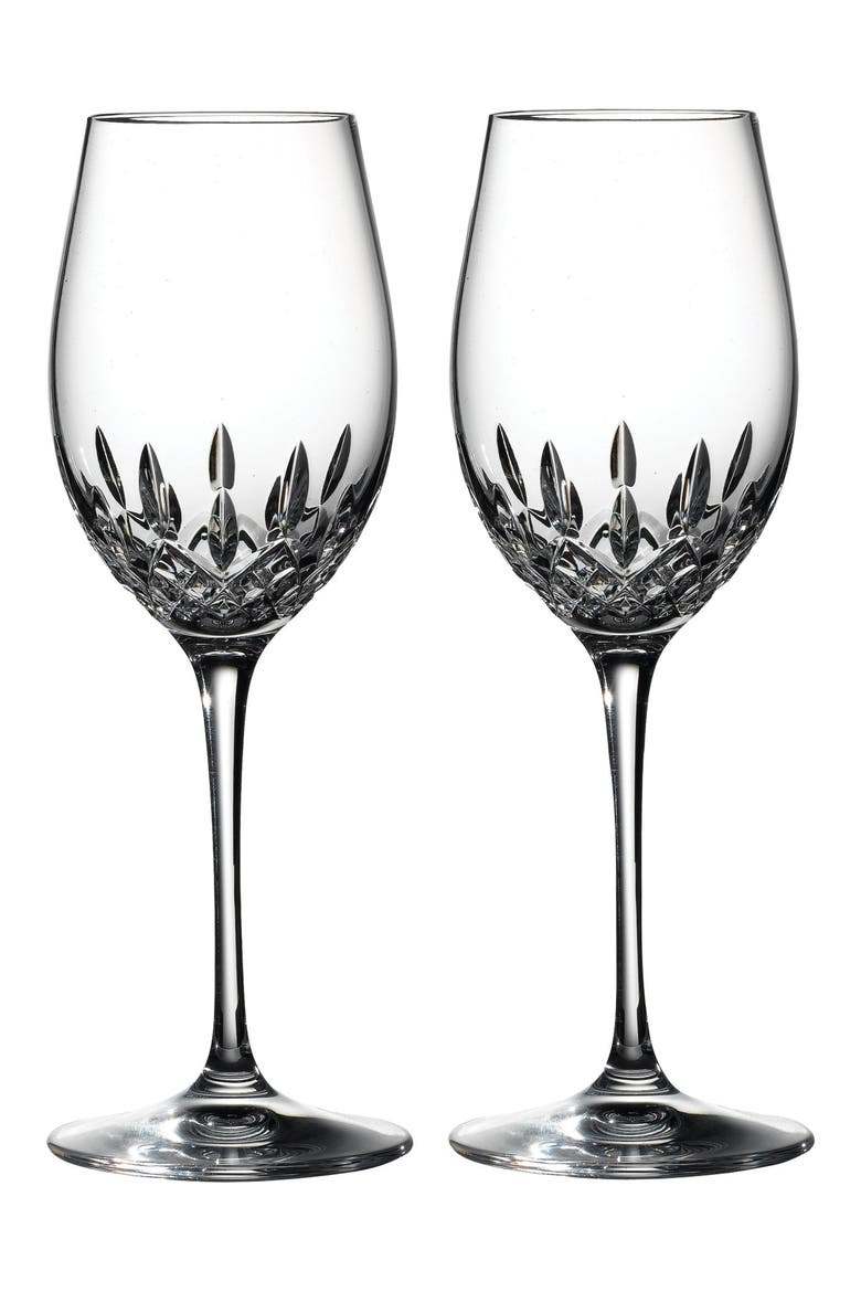 Lismore Essence Set of 2 Lead Crystal White Wine Glasses, Alternate, color, CLEAR
