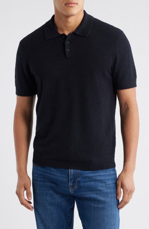 Short Sleeve Bouclé Polo Sweater