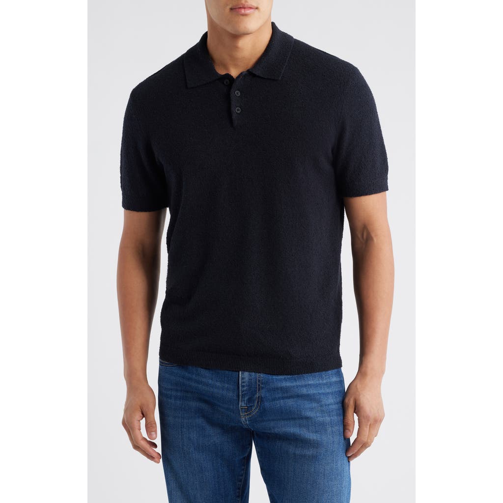 Nordstrom Short Sleeve Bouclé Polo Sweater In Blue
