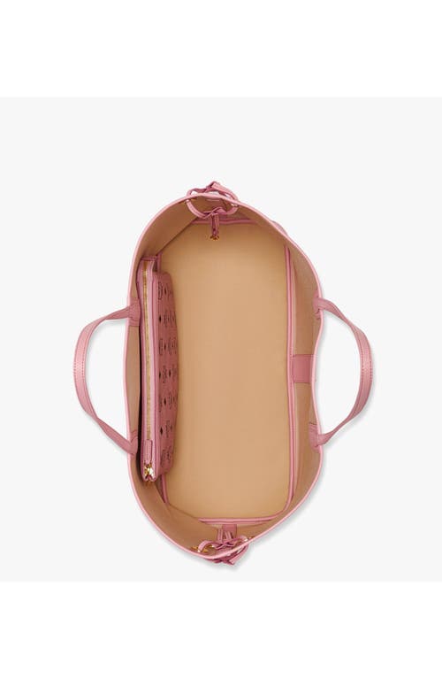 Mcm Large Liz Shopper In Visetos In Pink