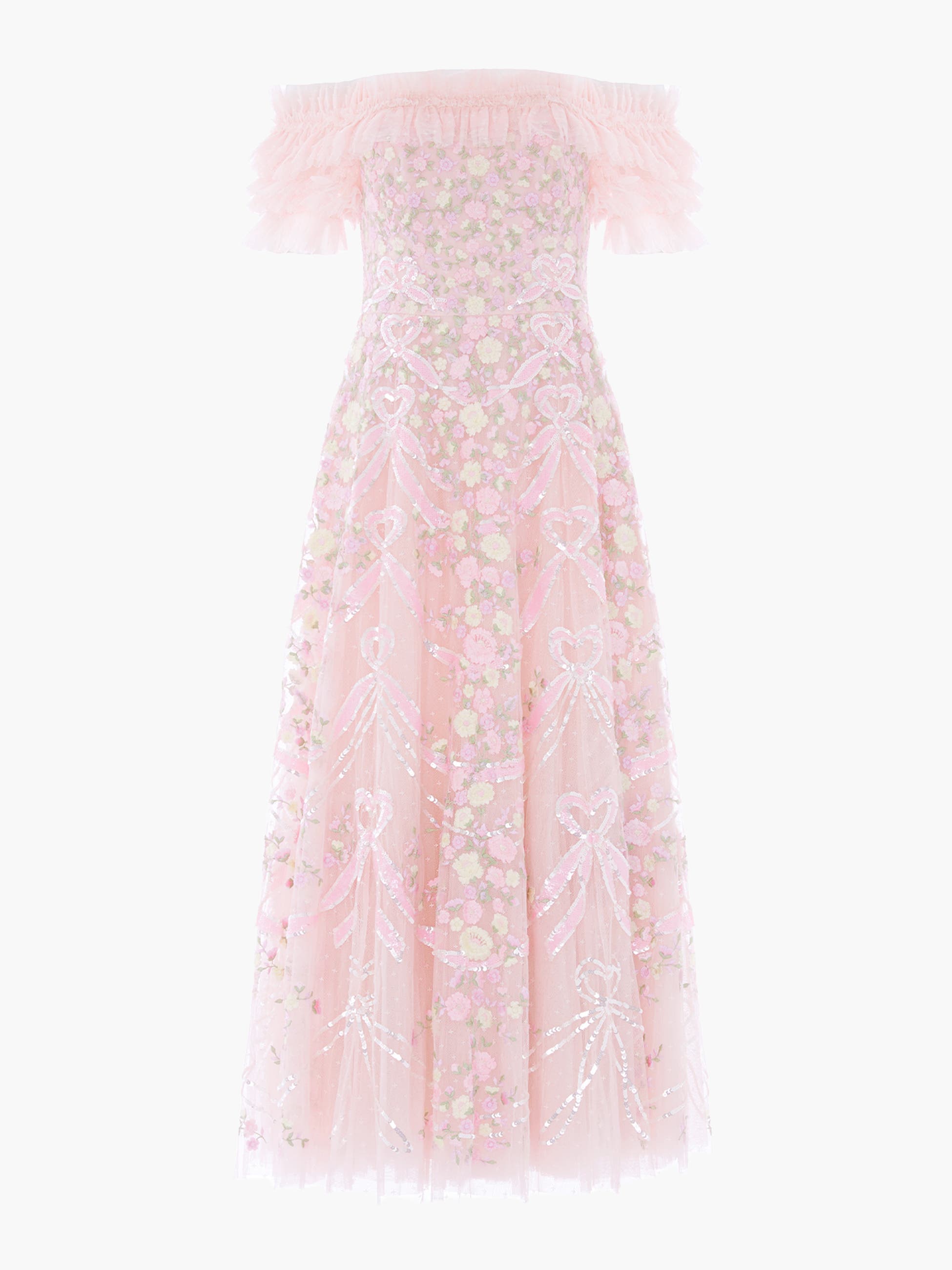 Ribbon Heart Off-shoulder Ankle Gown - image 2