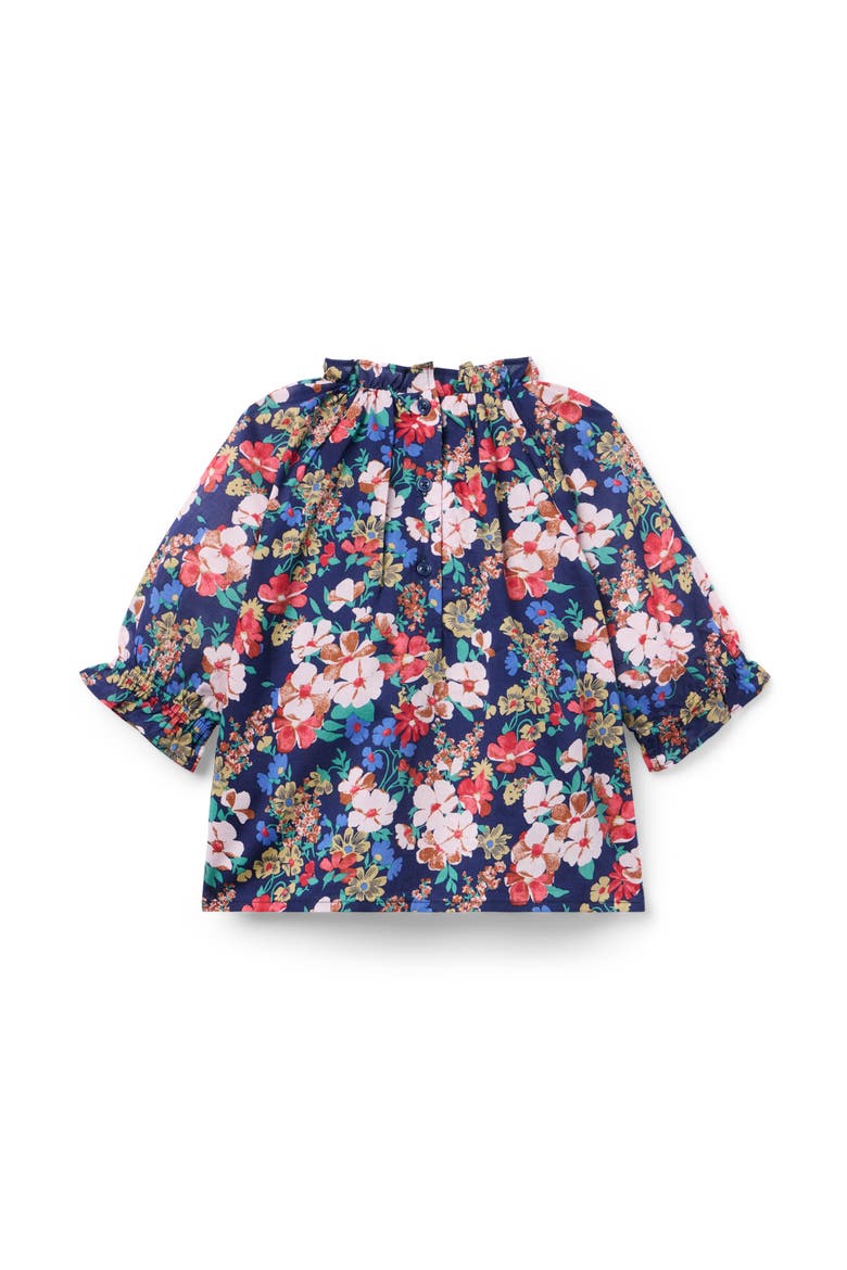 Floral Ruffle Smocked Top, Alternate, color, Blue