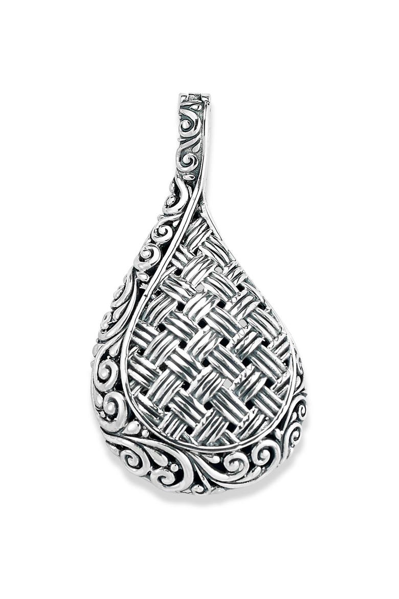 Sterling Silver Woven Teardrop Pendant, Main, color, SILVER