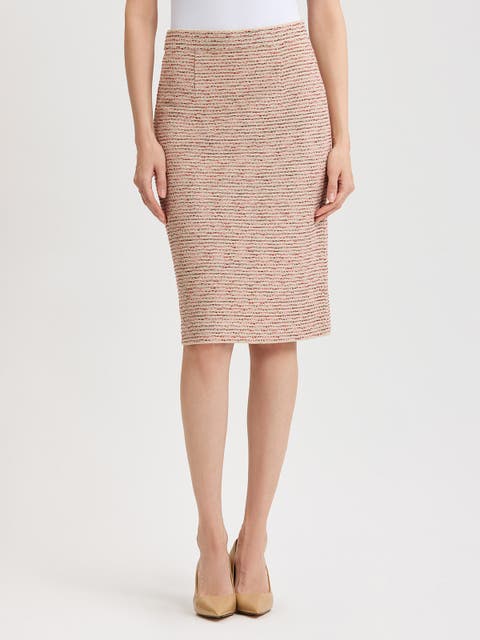 Ribbon Tweed Knit Straight Skirt