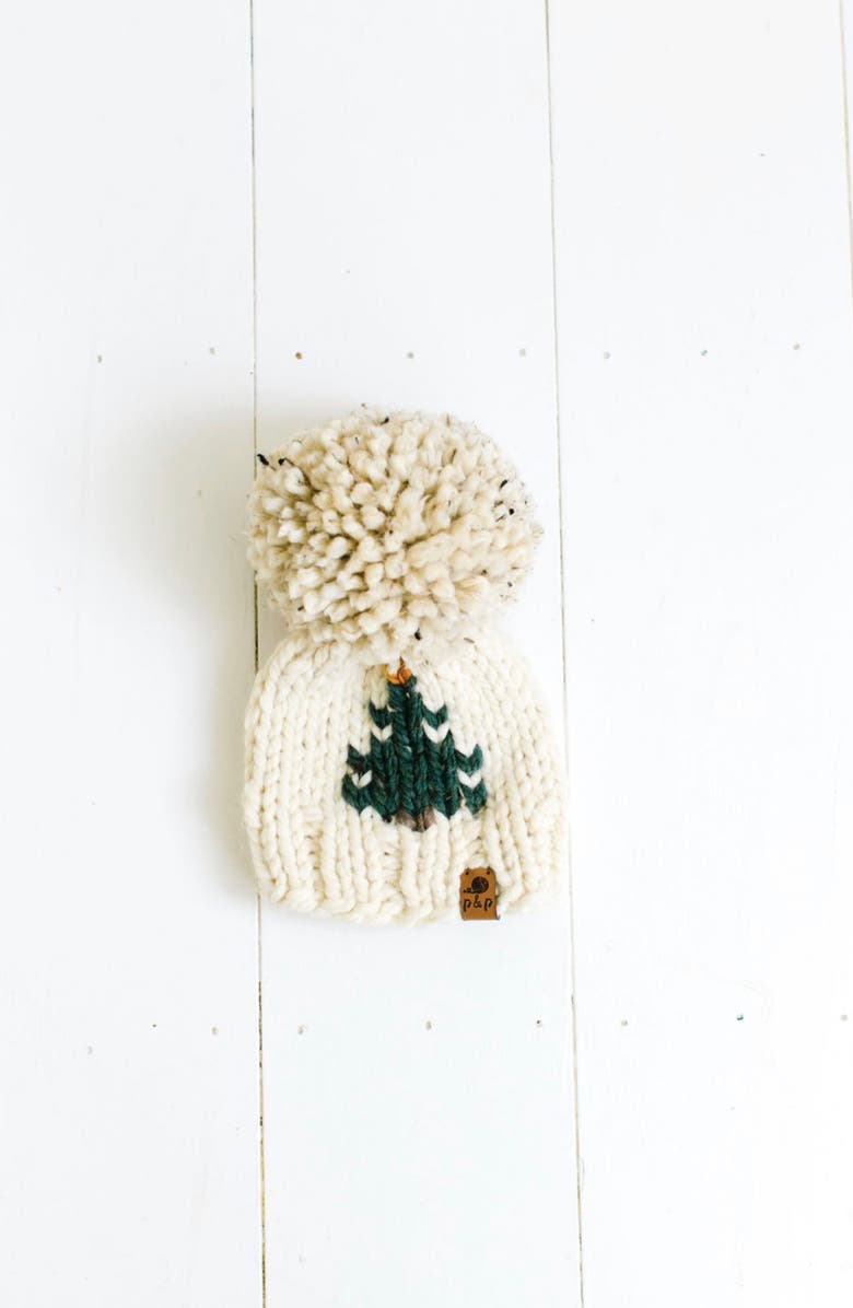 PINE + POPPY Christmas Tree Pompom Hat, Alternate, color, 