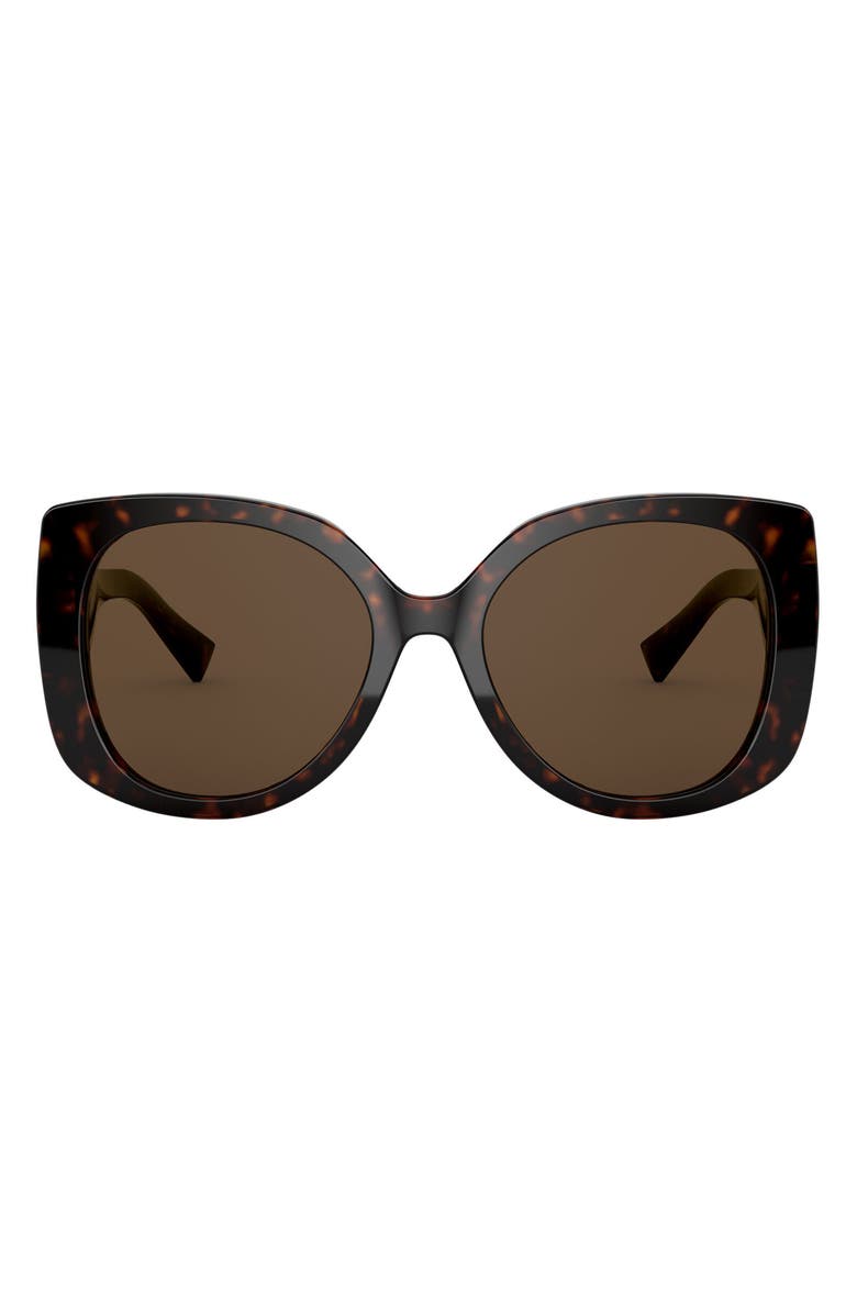 Versace 56mm Butterfly Sunglasses, Main, color, Dark Havana / Dark Brown