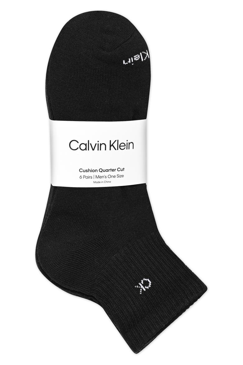 6-Pack Quarter Cut Socks, Alternate, color, BLACK