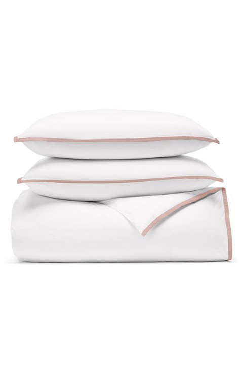 Framed Organic Cotton Percale Duvet Cover & Shams Set