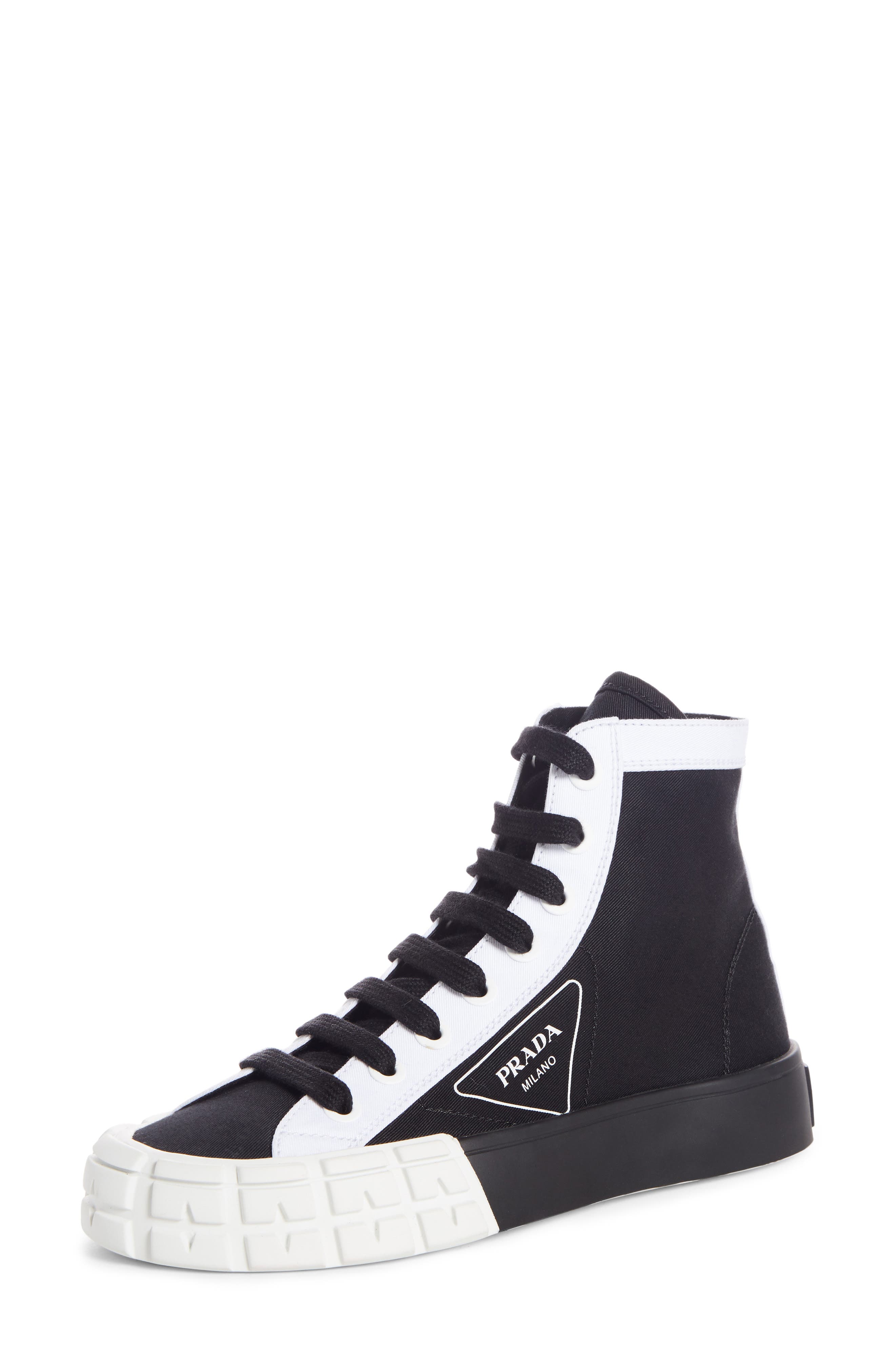Prada Logo High Top Sneaker, Main, color, 