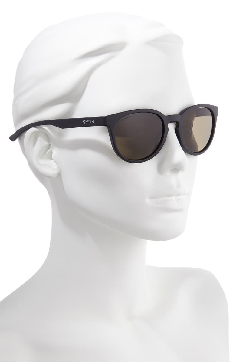 Smith Eastbank 52mm ChromaPop<sup>™</sup> Polarized Round Sunglasses, Alternate, color, Matte Black/ Green