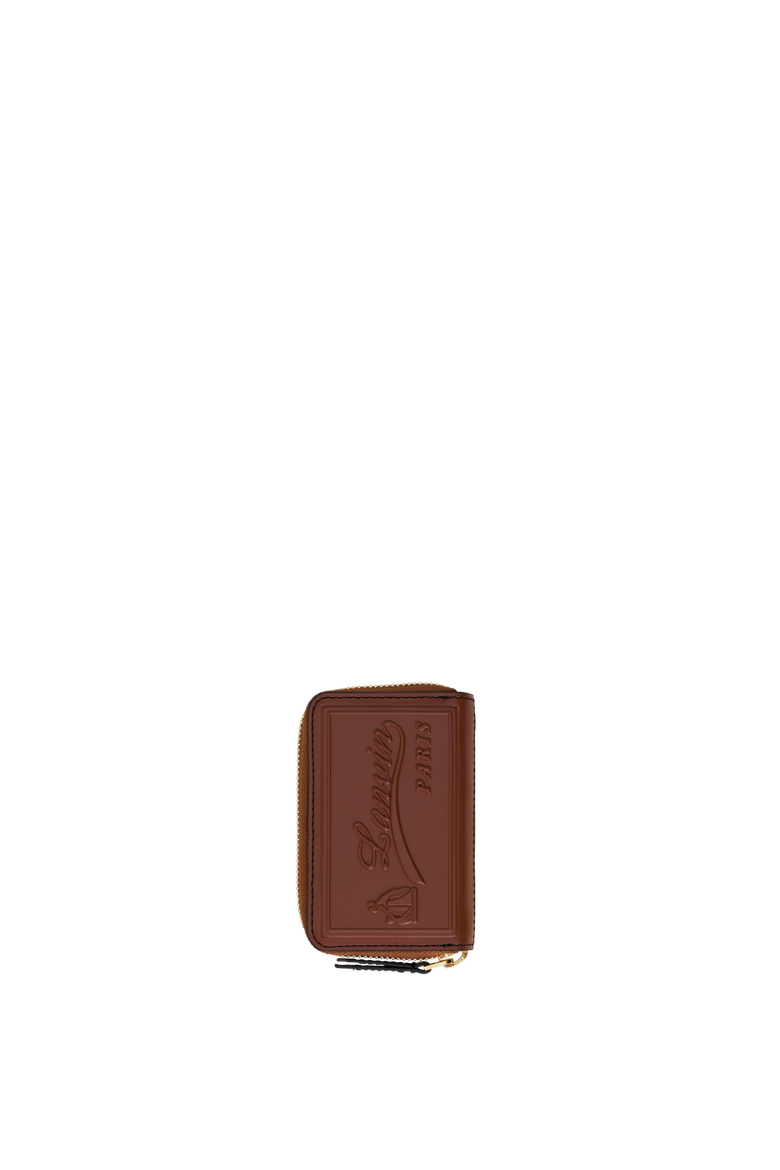 Catch By Lanvin Zipped Leather Cardholder, Main, color, Black/Cognac