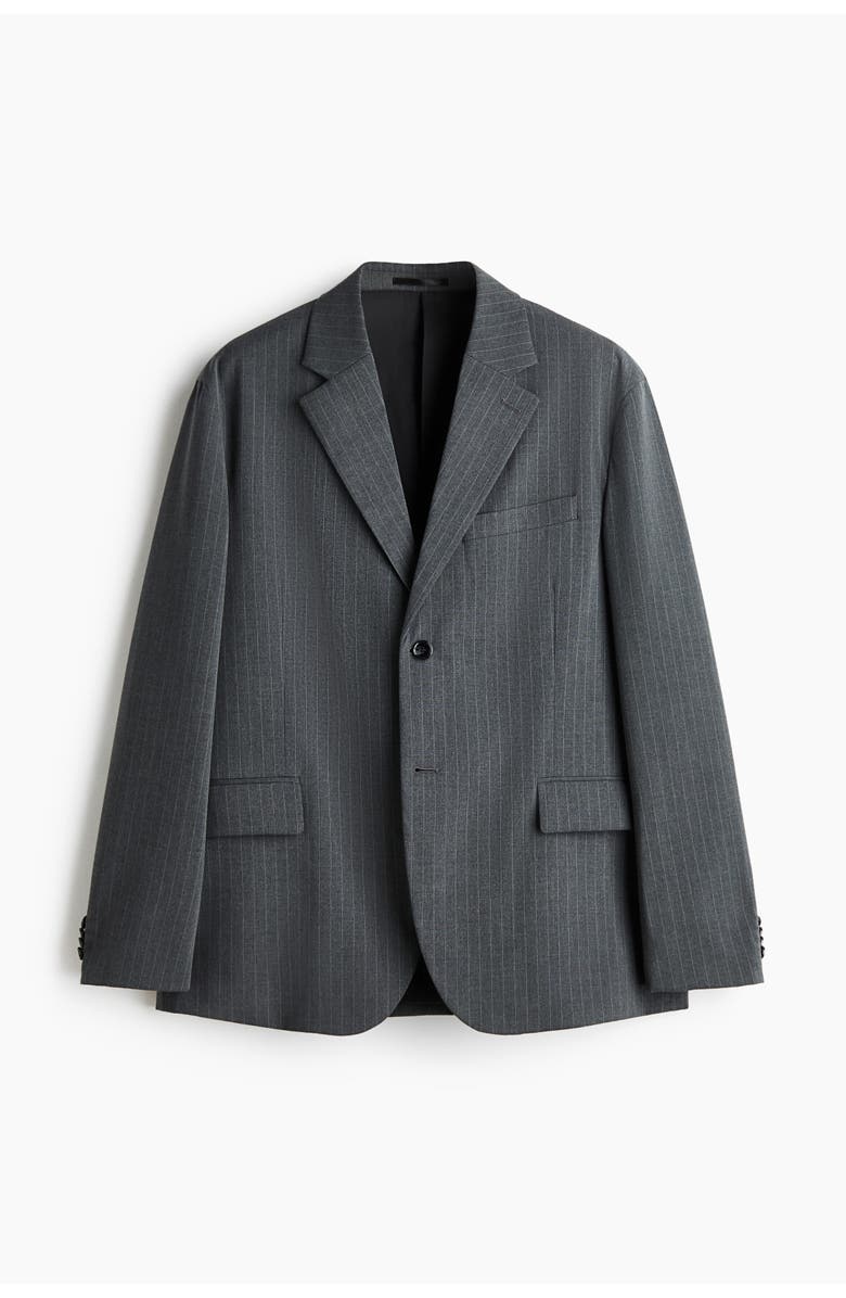 H&M Oversized Fit Single-breasted Jacket, Main, color, Gray/Pinstriped