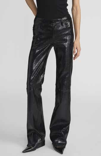 Faux Snakeskin Leather Bootcut Pants