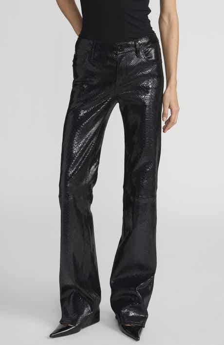 FRAME Faux Snakeskin Leather Bootcut Pants