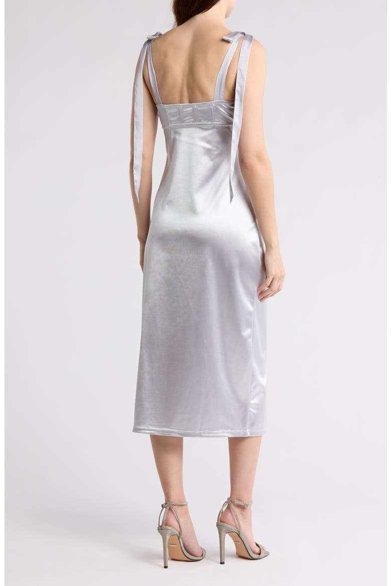 Casino Got Glam Tie Strap Satin Midi Dress, Alternate, color, SILVER
