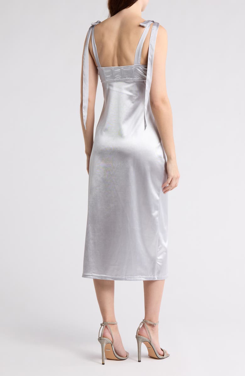 Free People Casino Got Glam Tie Strap Satin Midi Dress, Alternate, color, Silver