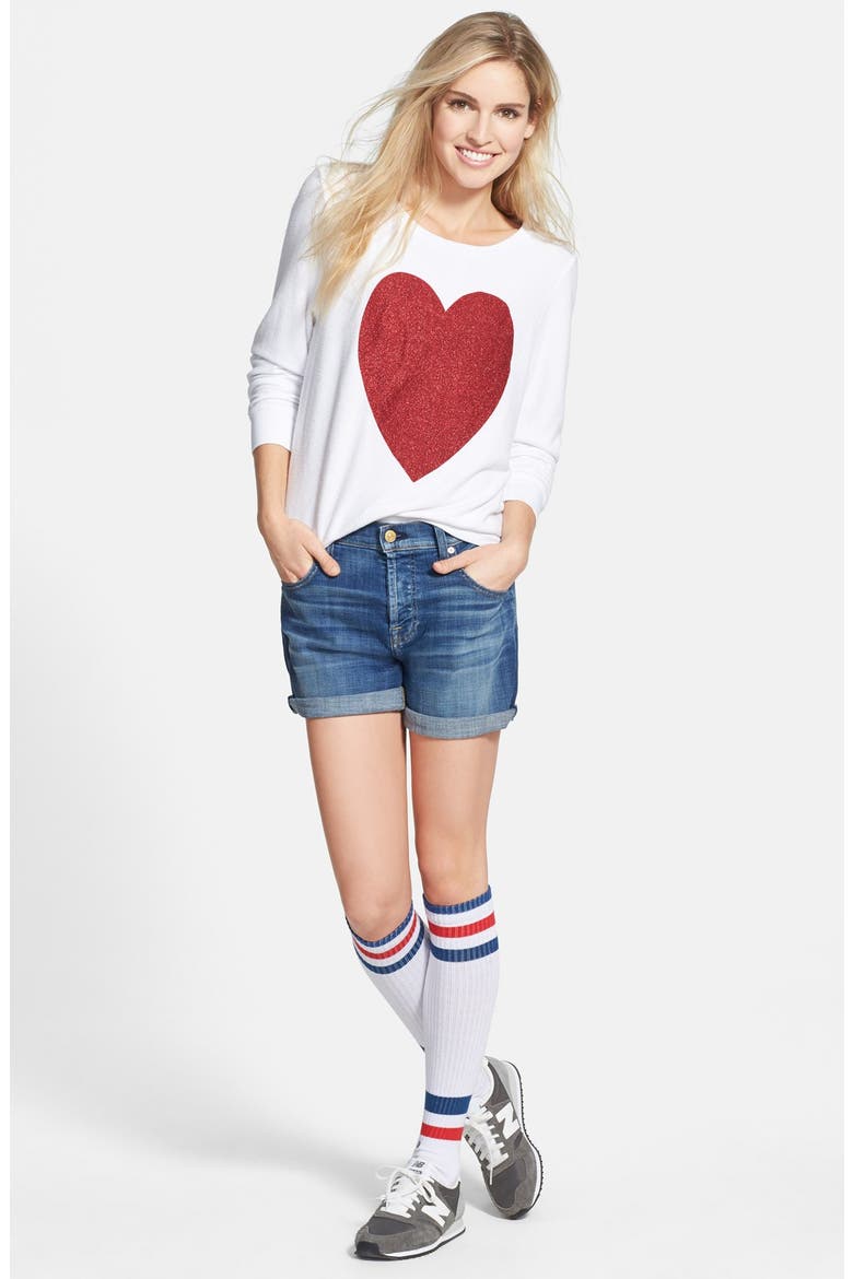 'Sparkle Heart' Sweatshirt, Alternate, color, CLEAN WHITE
