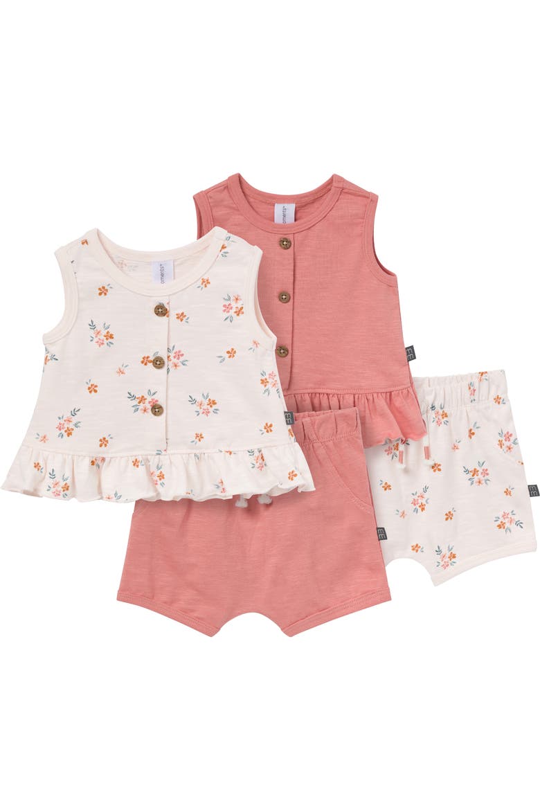Sleeveless Peplum Tops and Shorts Set, Main, color, Rose Flower Bunch