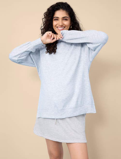 Motherhood Maternity Long Sleeve With Side Slits Scuba Raglan Top In Heather Grey