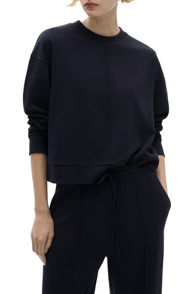 Exposed Seam Crewneck Sweatshirt, Main, color, DARK NAVY