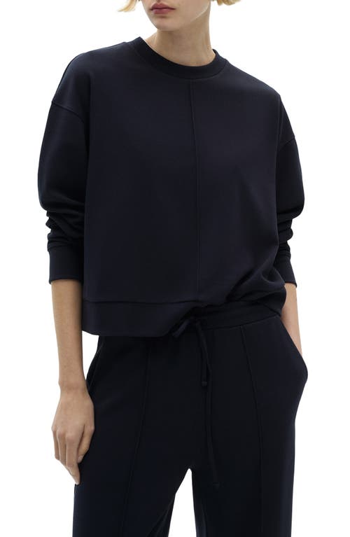 Shop Mango Exposed Seam Crewneck Sweatshirt In Dark Navy