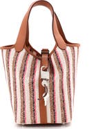Pre-Owned Hermes Couverture Lignes Picotin Lock Bag Embroidered Canvas and Swift PM
