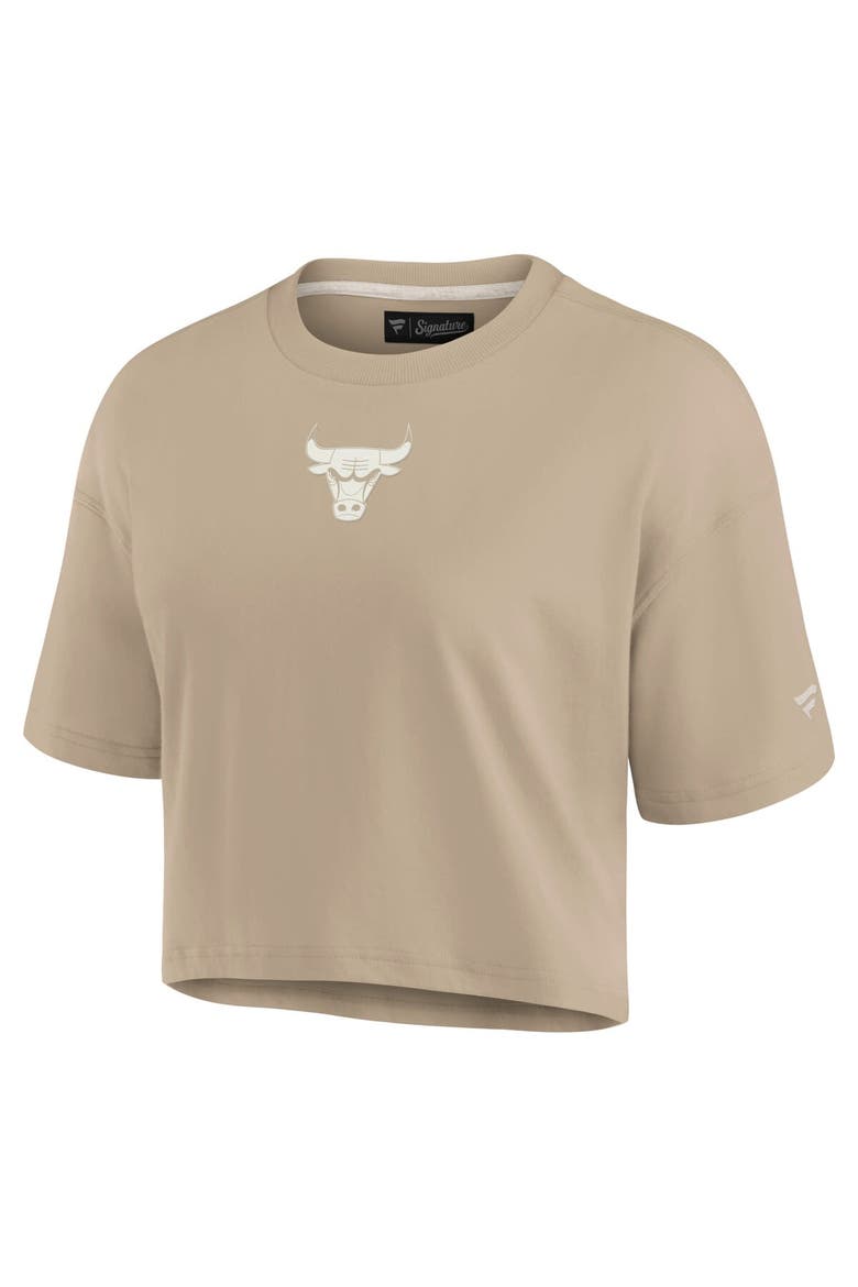 Women's Fanatics Signature Khaki Chicago Bulls Elements Super Soft Boxy Cropped T-Shirt, Alternate, color, Khaki