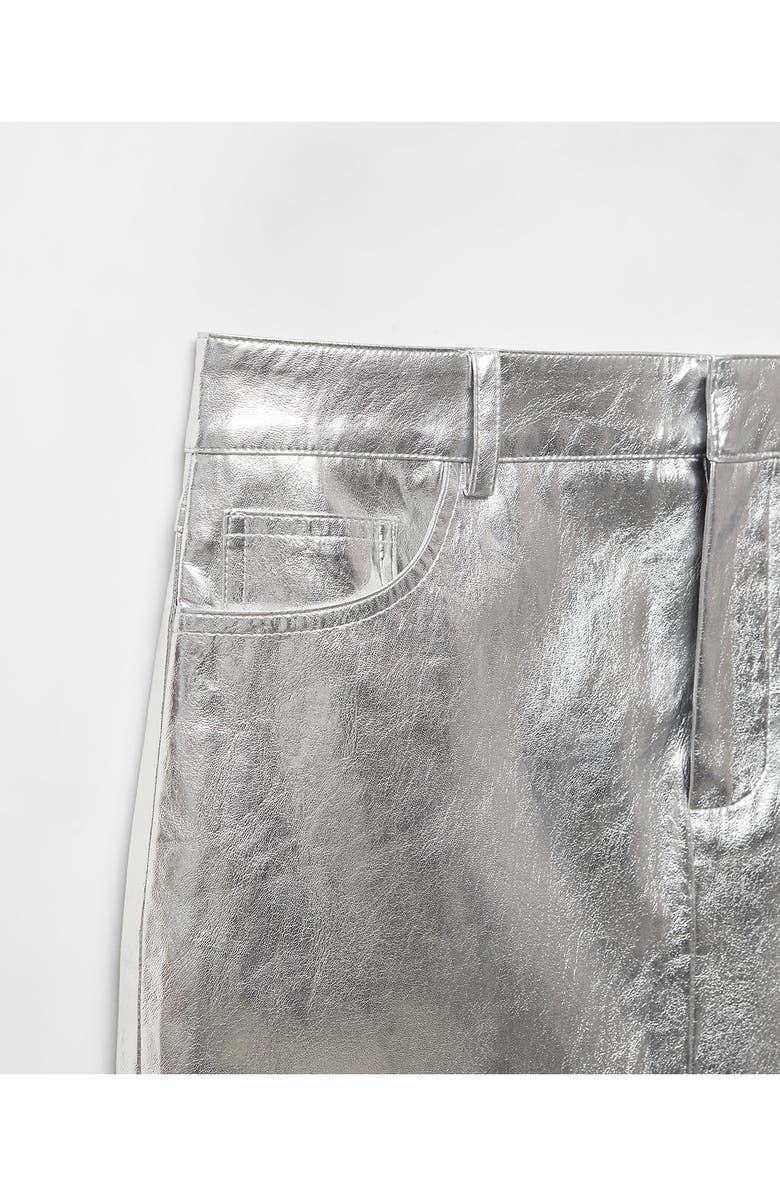 MANGO Metallic Faux Leather Midi Skirt, Alternate, color, 