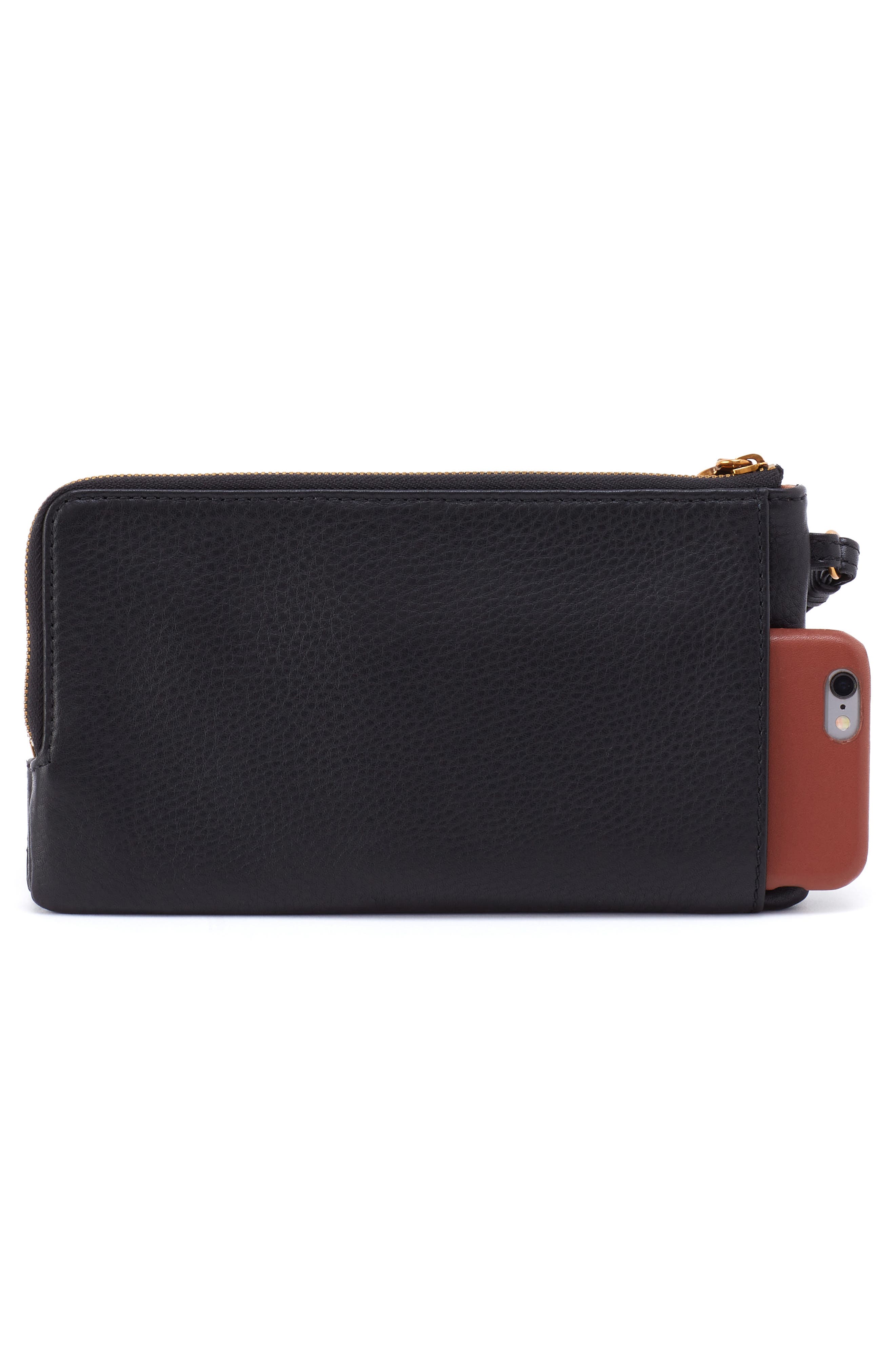 Dayton Leather Wristlet, Alternate, color, BLACK