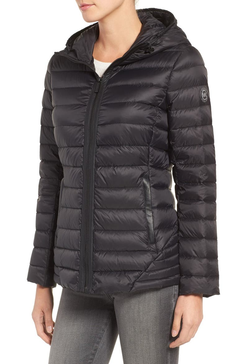 Hooded Down Jacket, Alternate, color, BLACK