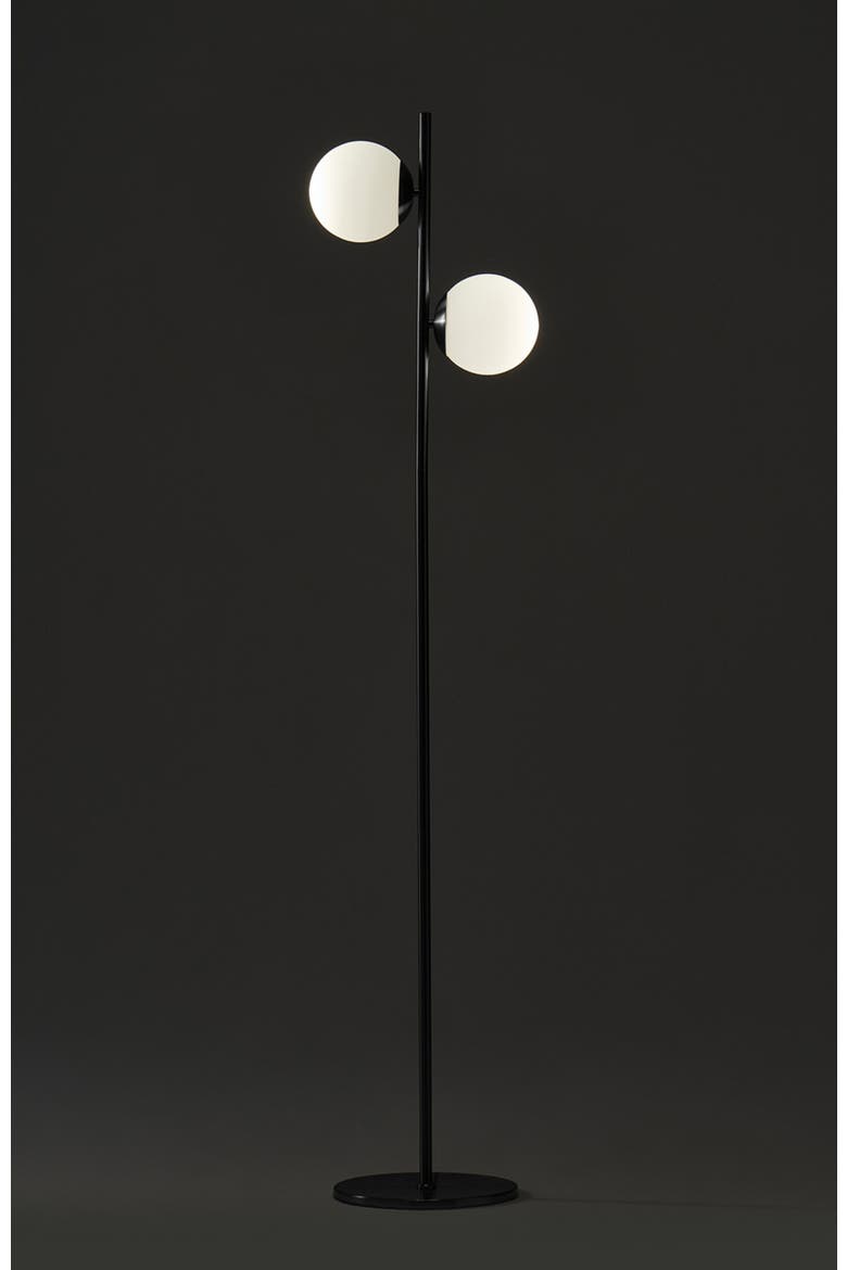 Sphere 65" LED Contemporary Tree Floor Lamp with Frosted Glass Globes, Alternate, color, Classic Black