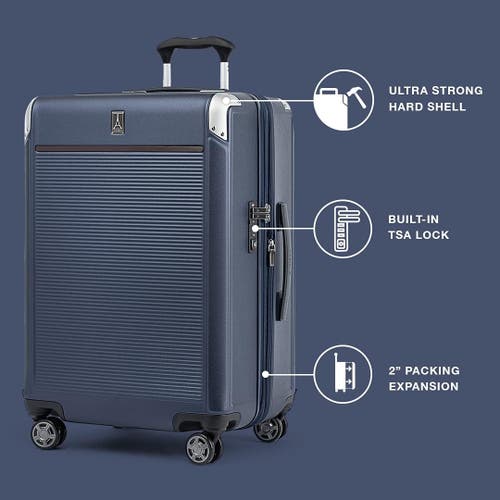 Travelpro Platinum Elite Hardside Expandable Checked- Medium 25-inch Spinner In True Navy Blue