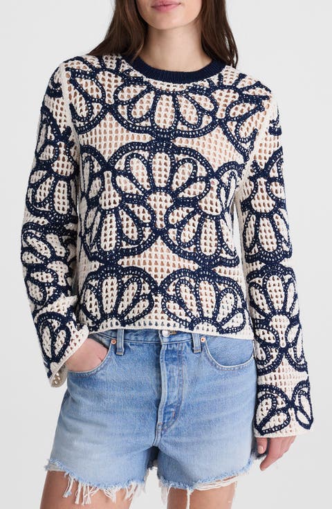 Rhoda Floral Embroidered Open Stitch Sweater