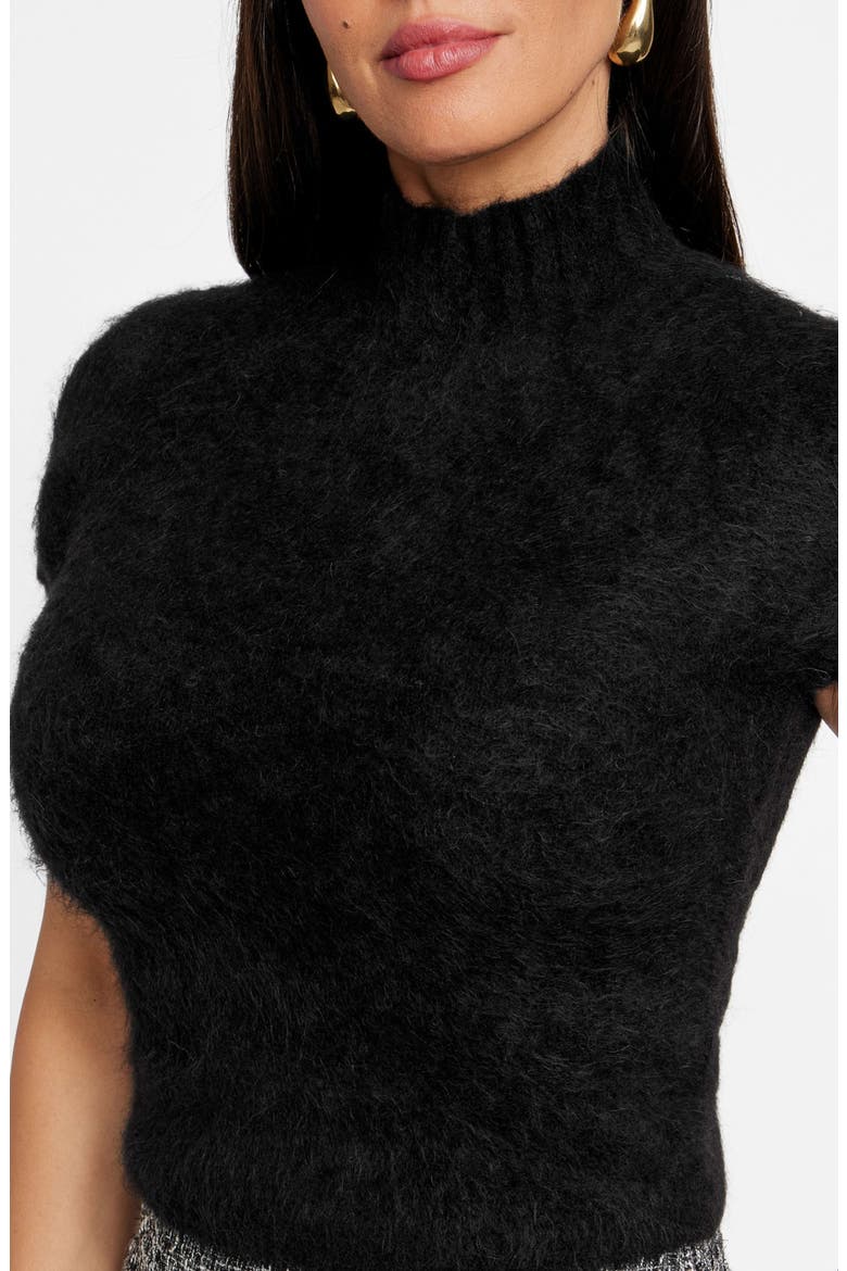 Agnes Alpaca Blend Short Sleeve Sweater, Alternate, color, JBLACK-BLACK
