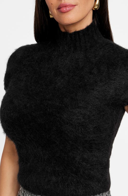 Marciano Agnes Alpaca Blend Short Sleeve Sweater In Black