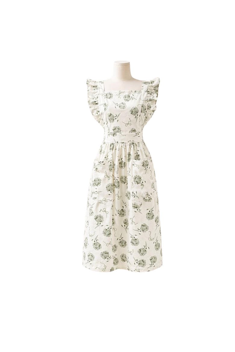 Tuileries Garden Mommy Hostess Apron, Main, color, Green Hydrangea