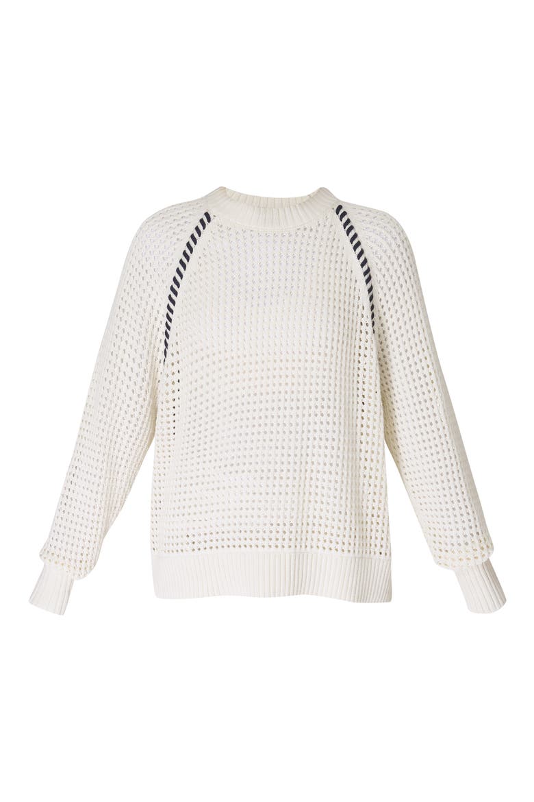 Tides High Whipstitch Open Knit Sweater, Alternate, color, LILY WHITE