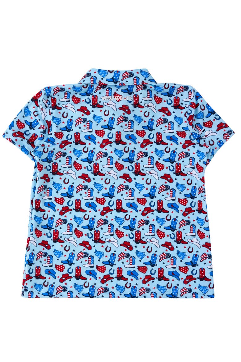 Knit Short Sleeve Performance Polo, Alternate, color, Tiny Blue Stars & Spurs