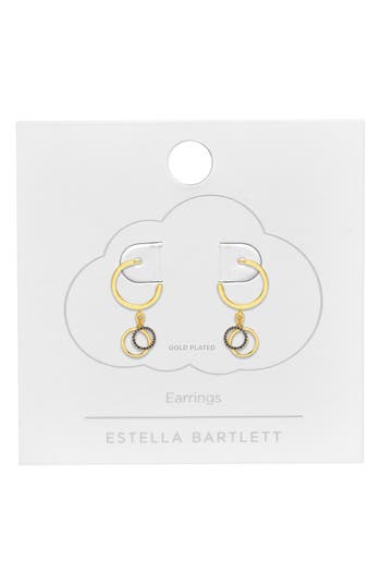 Estella Bartlett Cubic Zirconia Double Circle Drop Hoop Earrings