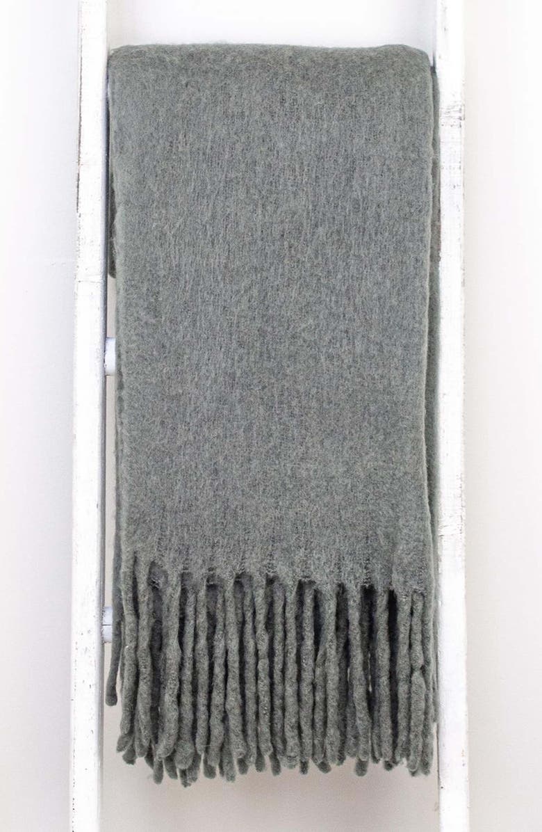 PARKLAND COLLECTION Nagar Fringe Throw Blanket, Alternate, color, Gray