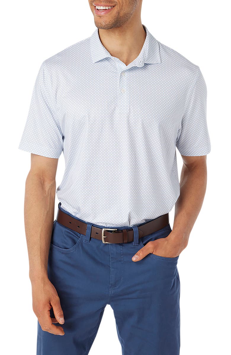 Fair Harbor Compass Print Polo, Main, color, White Geo