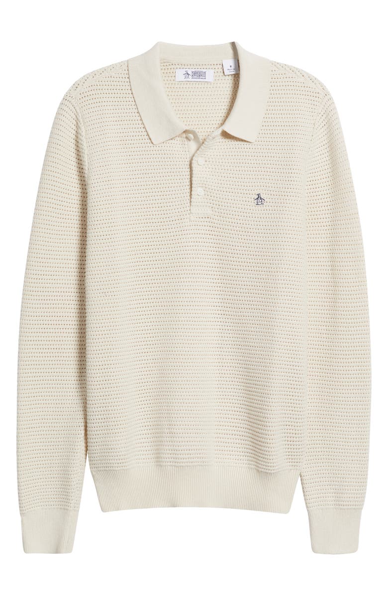 Original Penguin Long Sleeve Cotton Mesh Polo Sweater, Alternate, color, 