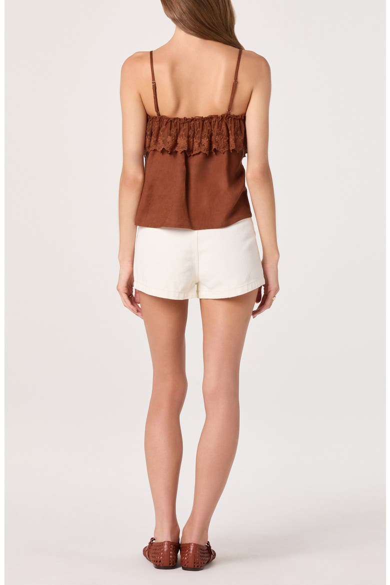 Nellie Lace Trim Pintucked Tank, Alternate, color, RUST BROWN