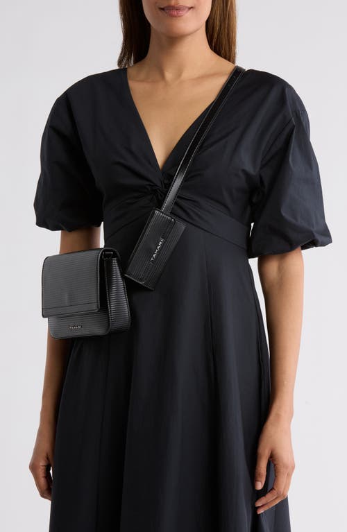 Tahari Essex St. Boxy Sling Crossbody Bag With Pouch In Black Embossed