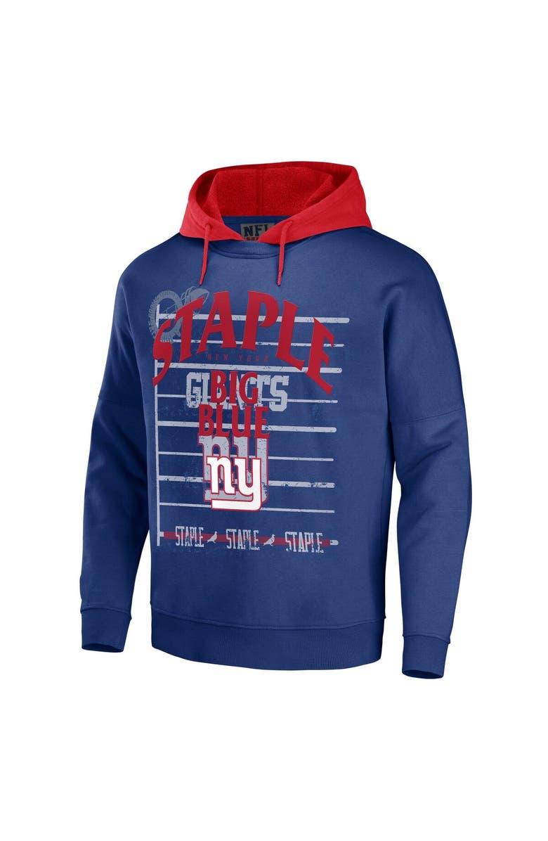 STAPLE Men's NFL x Staple Blue New York Giants Throwback Vintage Wash Pullover Hoodie, Alternate, color, 