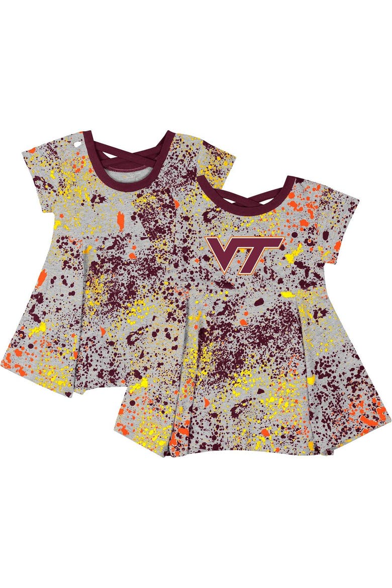 Girls Infant Colosseum Gray Virginia Tech Hokies Sweet Pea Dress, Main, color, Gray