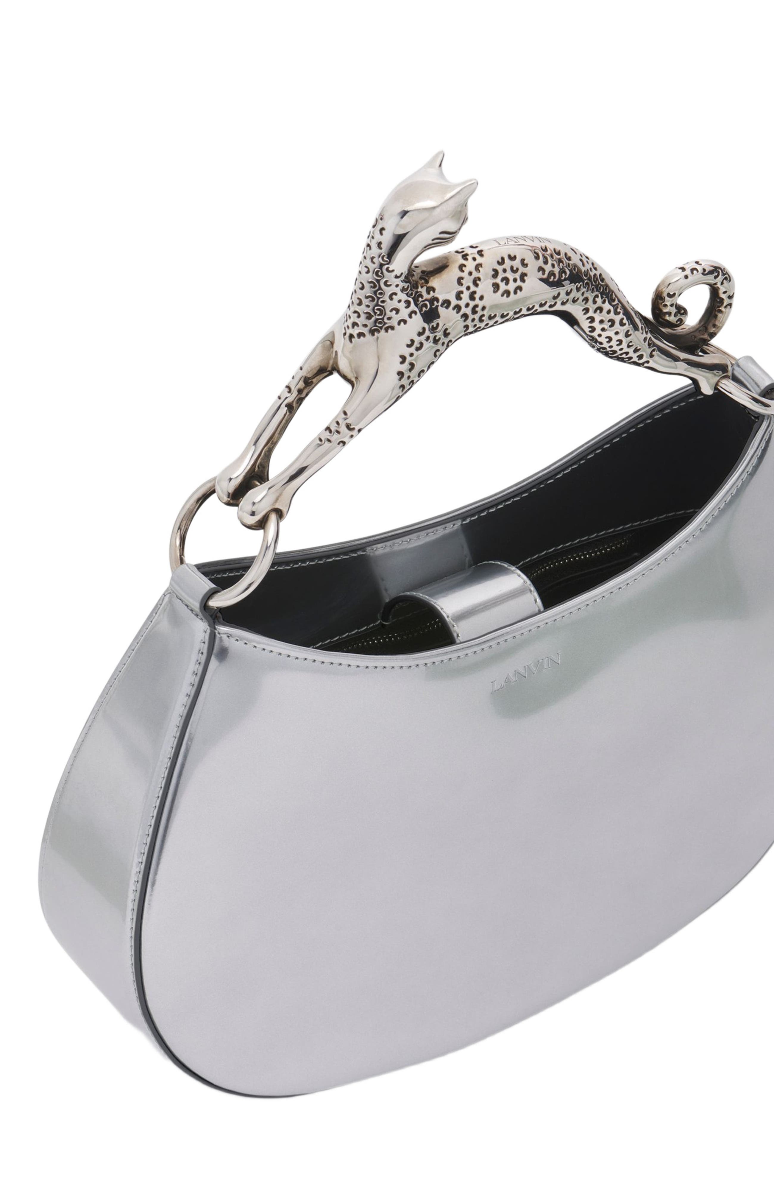 Lanvin Hobo Cat Bag in Metallic Leather, Alternate, color, 